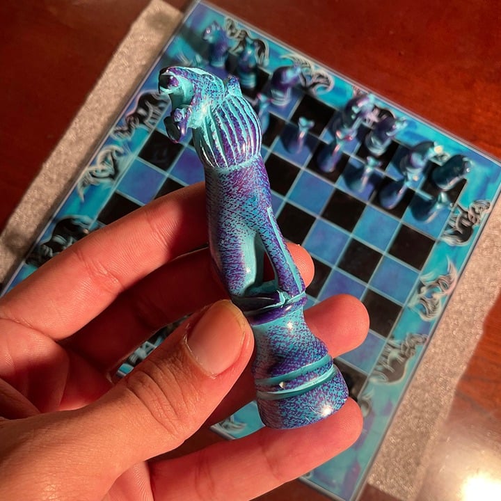 African Vintage Chess Set - Blue Royal Chess Board