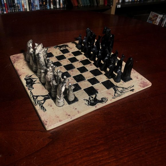 African Vintage Chess Set - Kenyan Old Chess Board