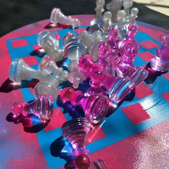 Vinyl Chess Set - Pink and Blue