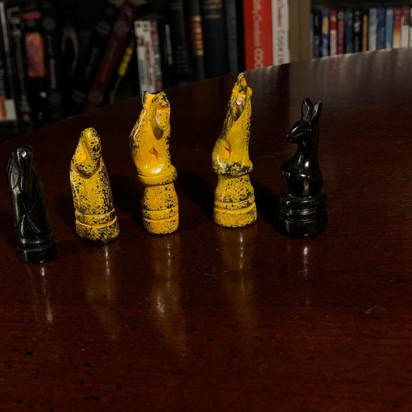 African Vintage Chess Set - Yellow Chess Board