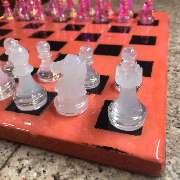 Resin Chess Set - Premium Pink