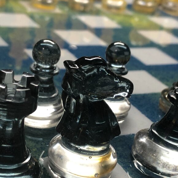 Resin Chess Set - Blue and Yellow