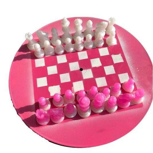 Vinyl Chess Set - Pink and White