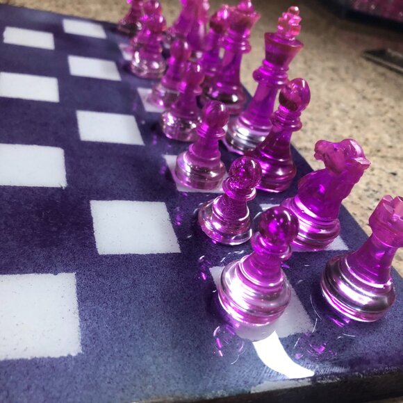 Resin Chess Set - Purple and White