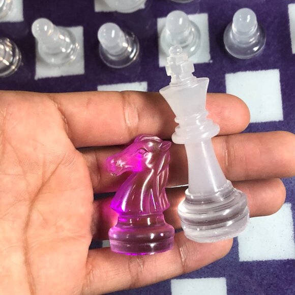 Resin Chess Set - Purple and White