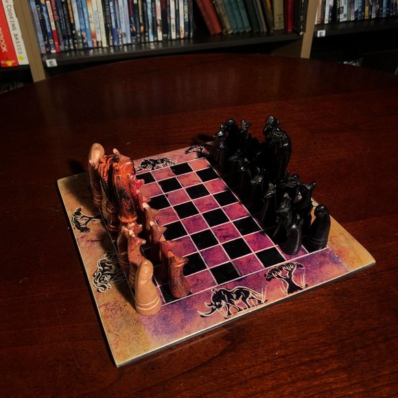 African Vintage Chess Set - Kenyan Chess Board