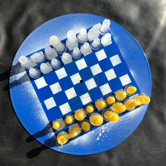 Vinyl Chess Set - Yellow and Blue