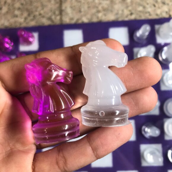 Resin Chess Set - Purple and White