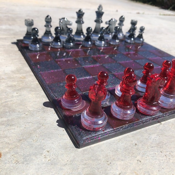 Handmade Resin Chess Set - Red Space