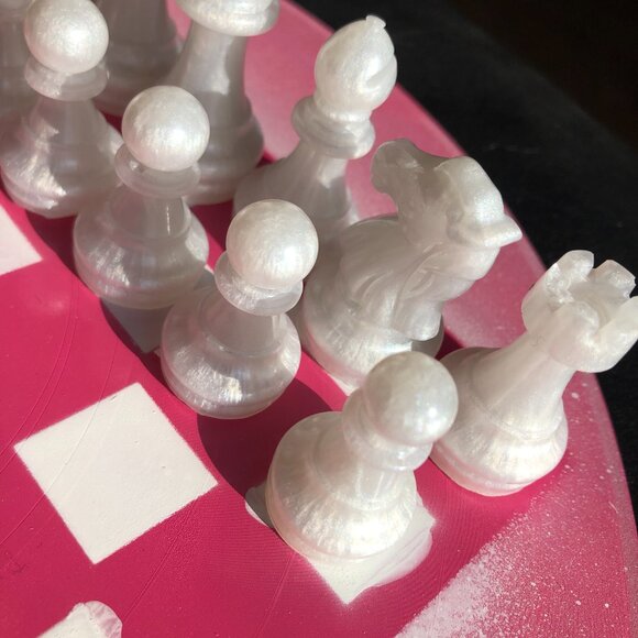 Vinyl Chess Set - Pink and White