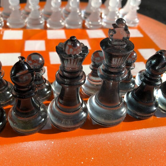 Vinyl Chess Set - Spotted Orange