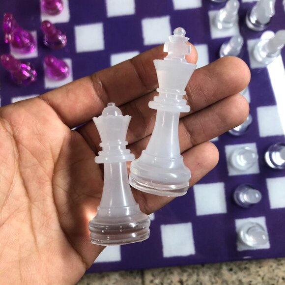 Resin Chess Set - Purple and White