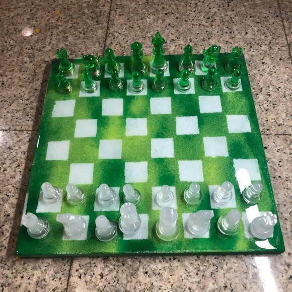 Resin Chess Set - Green Forest