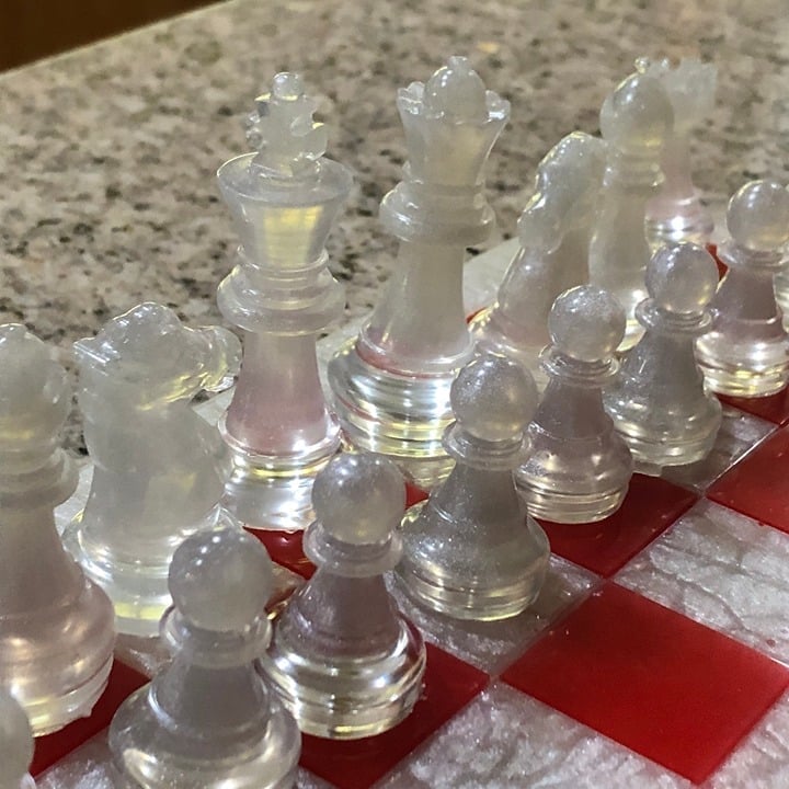 Handmade Resin Chess Set - Cherry Red