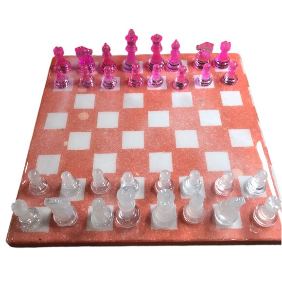 Resin Chess Set - Speckled Pink