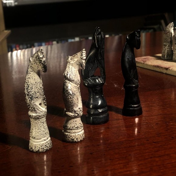 African Vintage Chess Set - Kenyan Old Chess Board