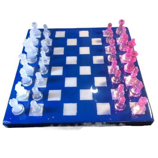 Resin Chess Set - Blue and Pink