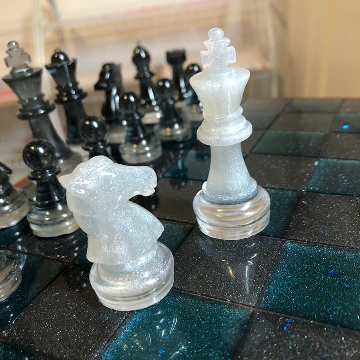 Handmade Resin Chess Set - Blue Space