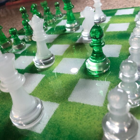 Resin Chess Set - Green Forest