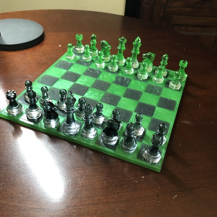 Handmade Resin Chess Set - Candy Green