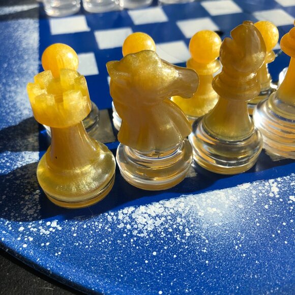 Vinyl Chess Set - Yellow and Blue