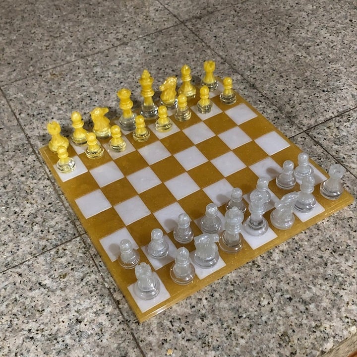 Handmade Resin Chess Set - Gold and Yellow