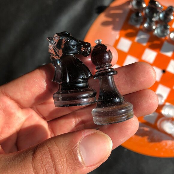 Vinyl Chess Set - Spotted Orange