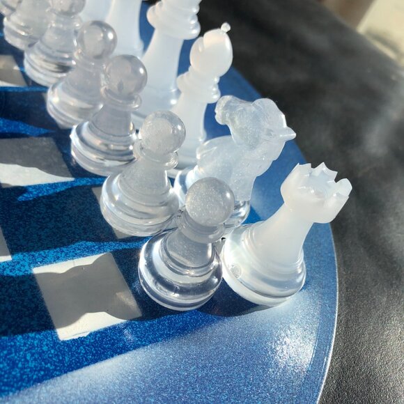 Vinyl Chess Set - Blue and Pink