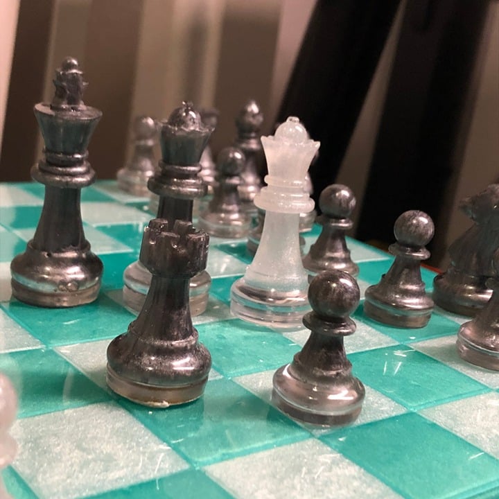 Handmade Resin Chess Set - Aqua Green