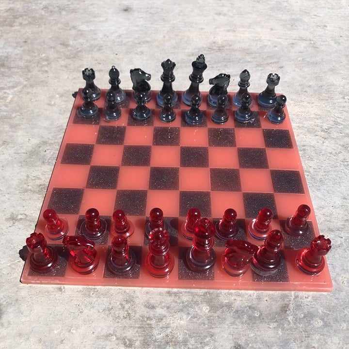 Handmade Resin Chess Set - Dipped Cherry Edition