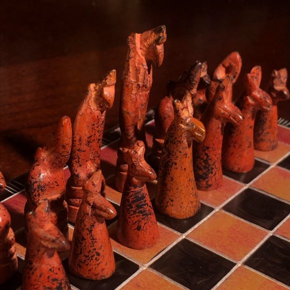 African Vintage Chess Set - Fancy Kenyan Chess Board