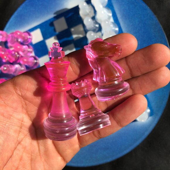 Vinyl Chess Set - Blue and Pink