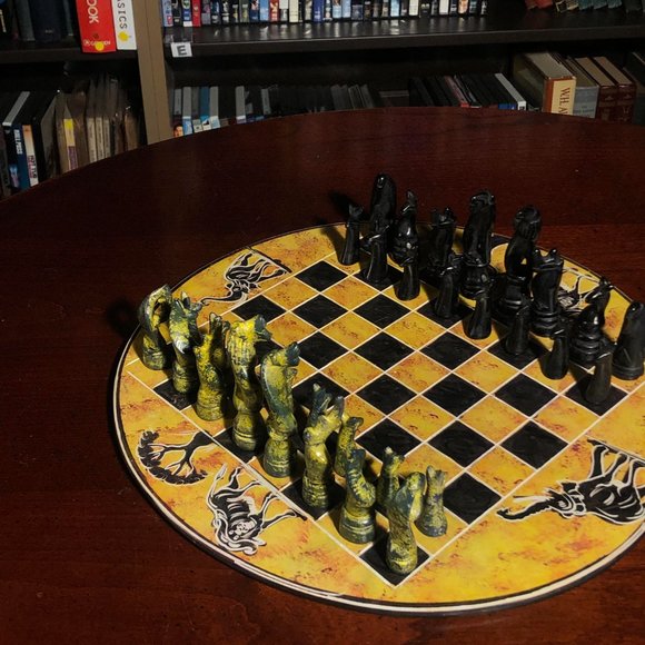 African Vintage Chess Set - Yellow Chess Board