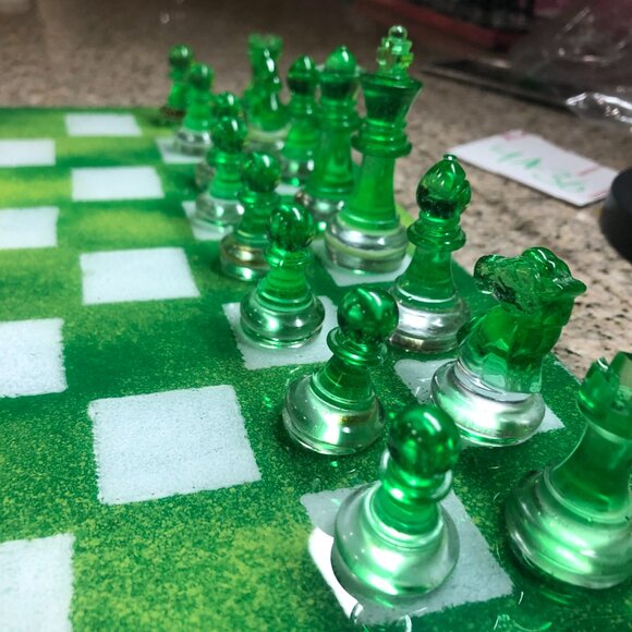 Resin Chess Set - Green Forest