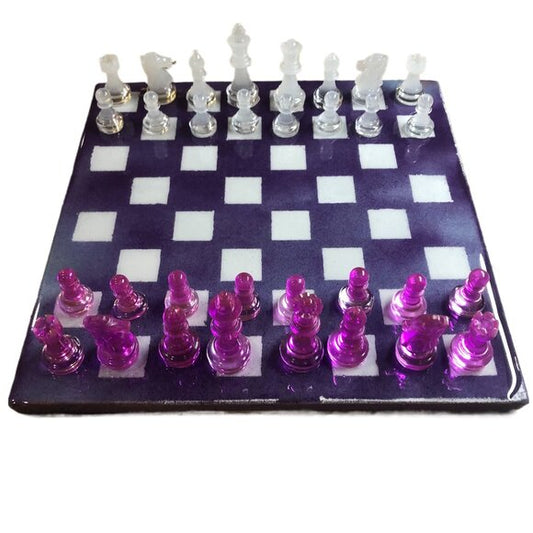 Resin Chess Set - Purple and White