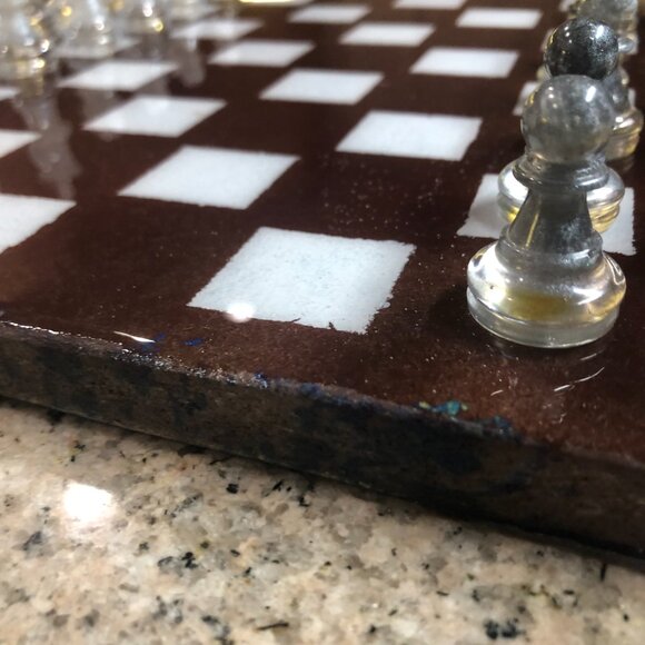 Resin Chess Set - Brown and White