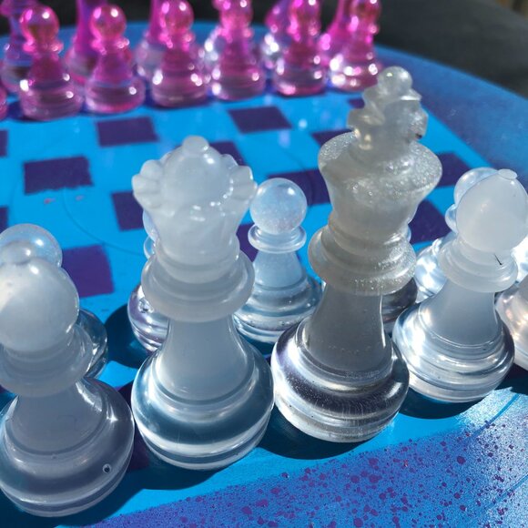 Vinyl Chess Set - Purple and Blue