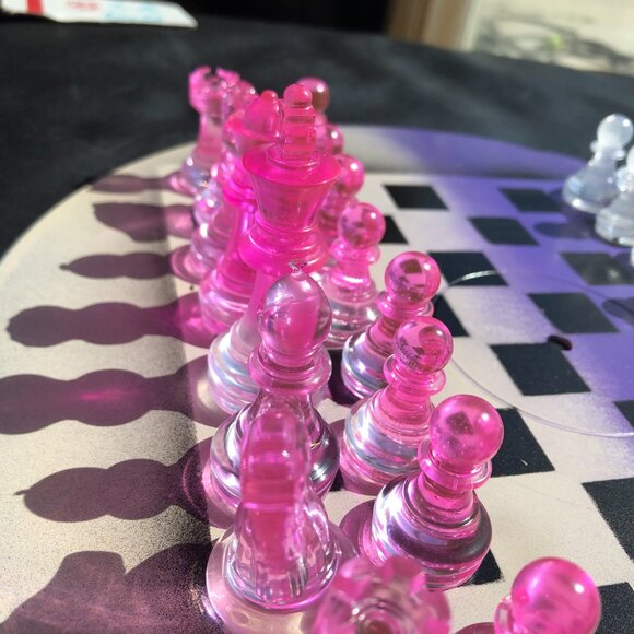 Vinyl Chess Set - Purple and White