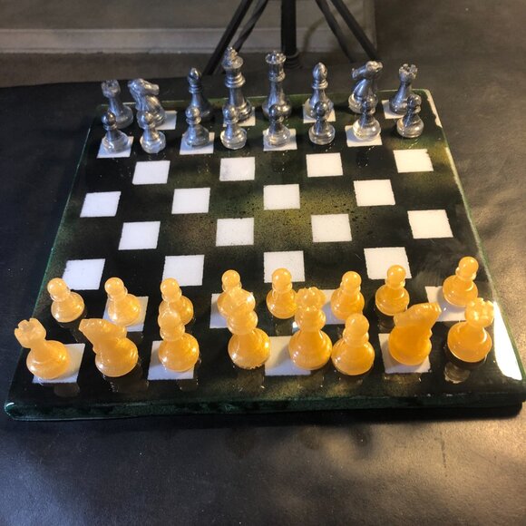 Resin Chess Set - Dirty Green