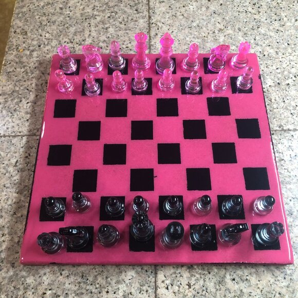 Resin Chess Set - Hot Pink