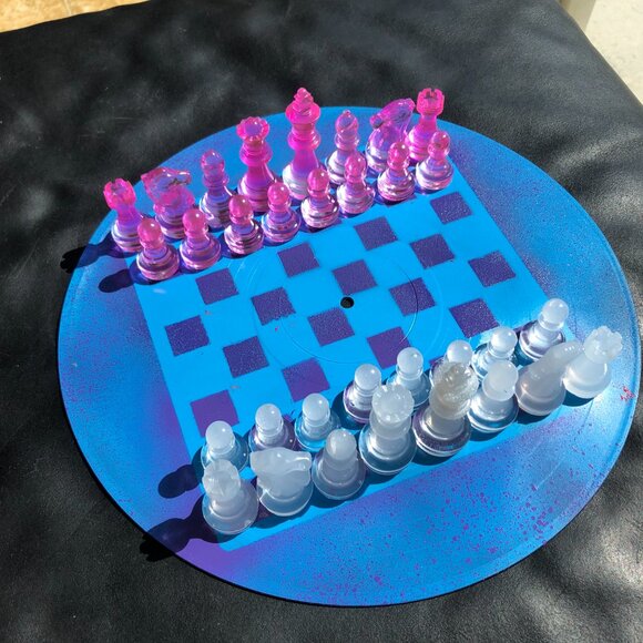 Vinyl Chess Set - Purple and Blue