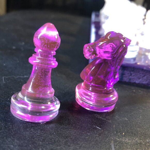 Resin Chess Set - Purple and White