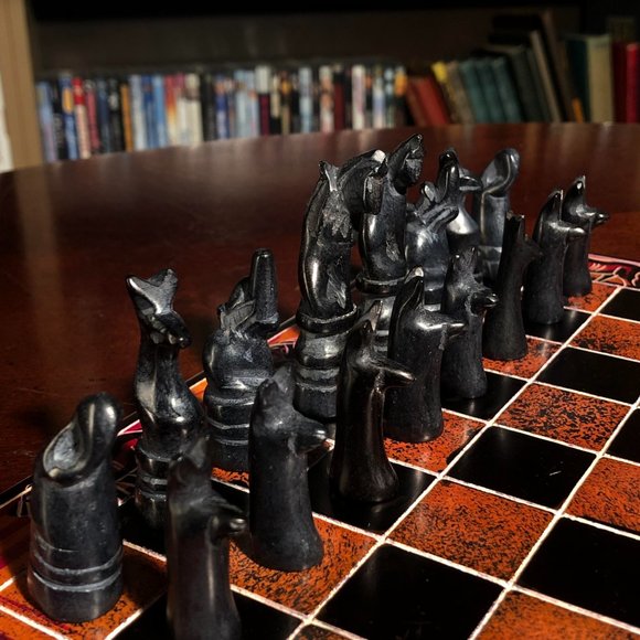 African Vintage Chess Set - Orange Chess Board