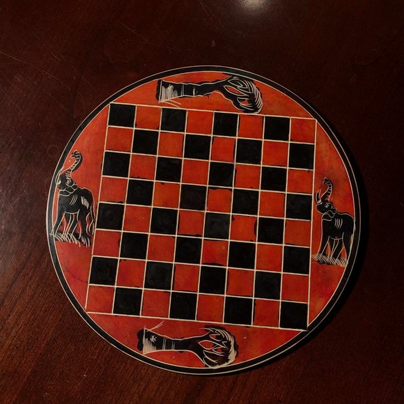 African Vintage Chess Set - Orange Chess Board