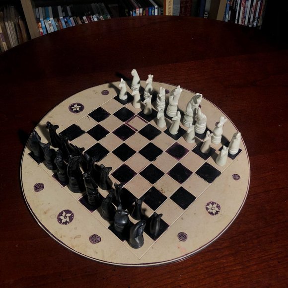 African Vintage Chess Set - Old Kenyan Chess Board