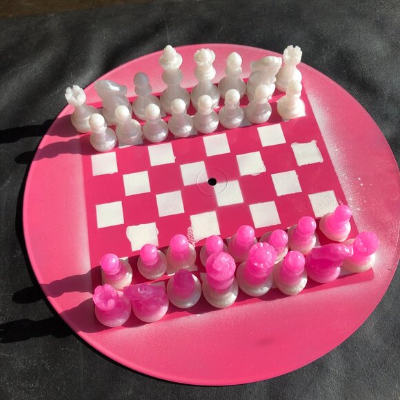 Vinyl Chess Set - Pink and White