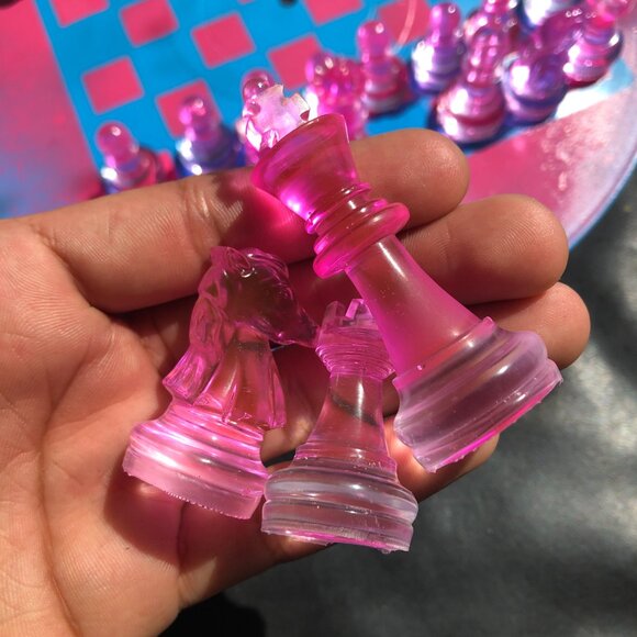 Vinyl Chess Set - Pink and Blue