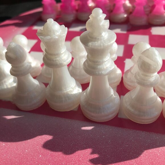 Vinyl Chess Set - Pink and White