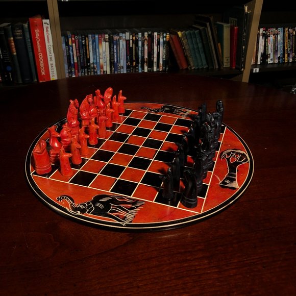 African Vintage Chess Set - Orange Chess Board