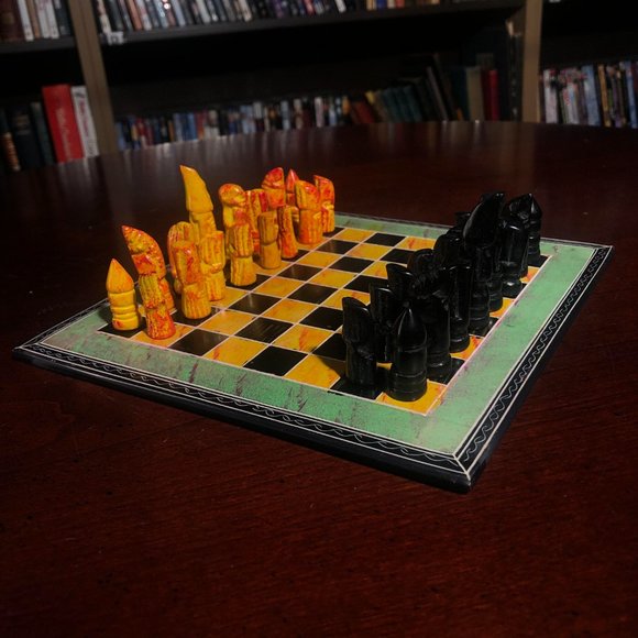 African Vintage Chess Set - Kenyan Chess Board